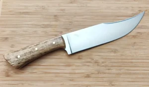 Custom Florida Pecan Nada Bowie #297, a 12 5/8" high carbon steel blade with brass pins