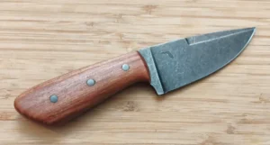 Full view of Right side of 3 Finger Skinner, stonewashed with Florida Red Cedar handle and steel pins