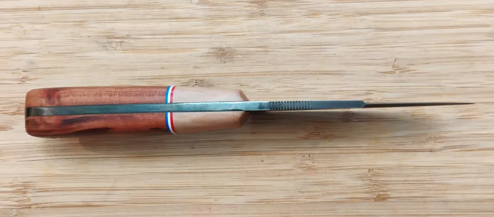 Spine view of the Wild Plum Goldilocks #305 showing thumb serrations