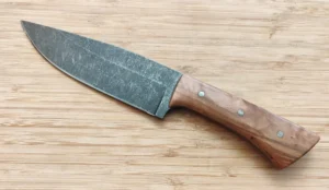 Black Olive Camper/Chopper #359 left side view highlighting handle grain and blade profile.