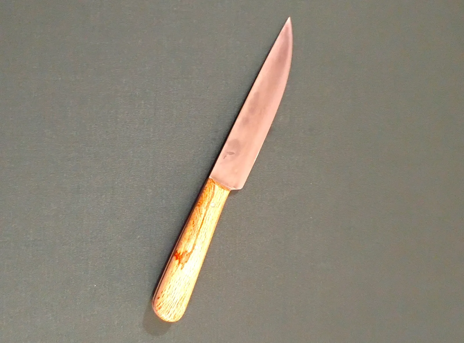 A Historic French Trade Knife clad with Florida Bur Oak and an antiqued blades showing the Florida State Logo