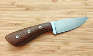 "Florida Live Oak Caping Knife #450 right side view with Florida state etch on brushed 1095 blade