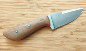 Florida Black Olive Wood 3 Finger Skinner #460 showing Black Olive Wood handle, brushed blade, and swedge